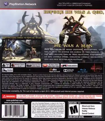 God of War - Ascension (USA) (Multiplayer Beta) box cover back